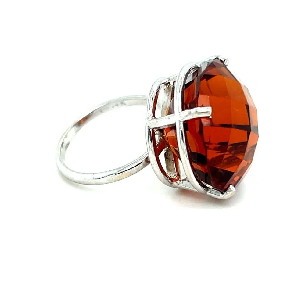 Huge 14K‎ White Gold Citrine Ring